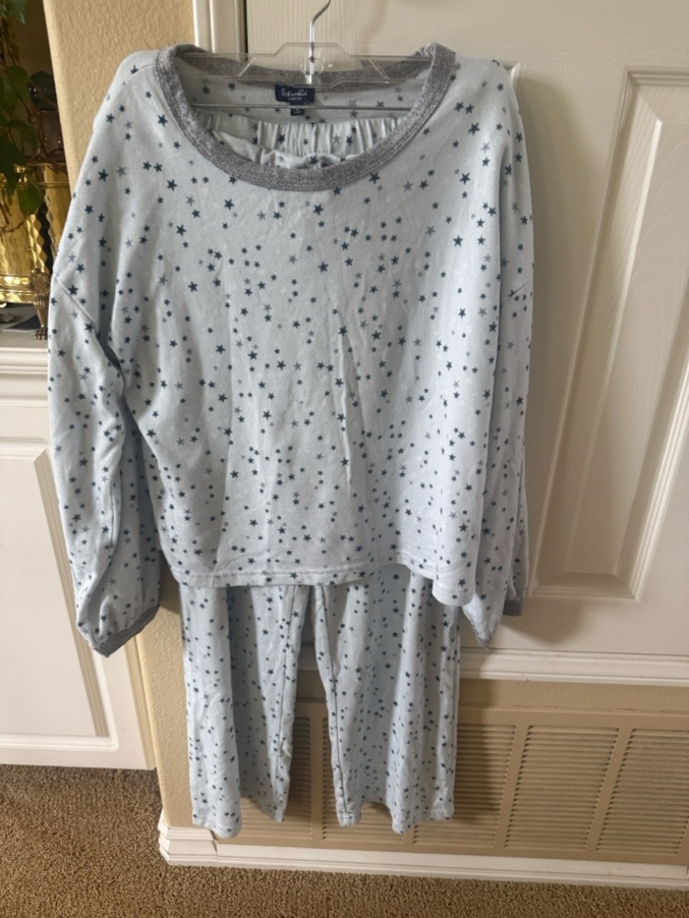 Celestial Light Blue Star Print Pajama Set cotton jersey